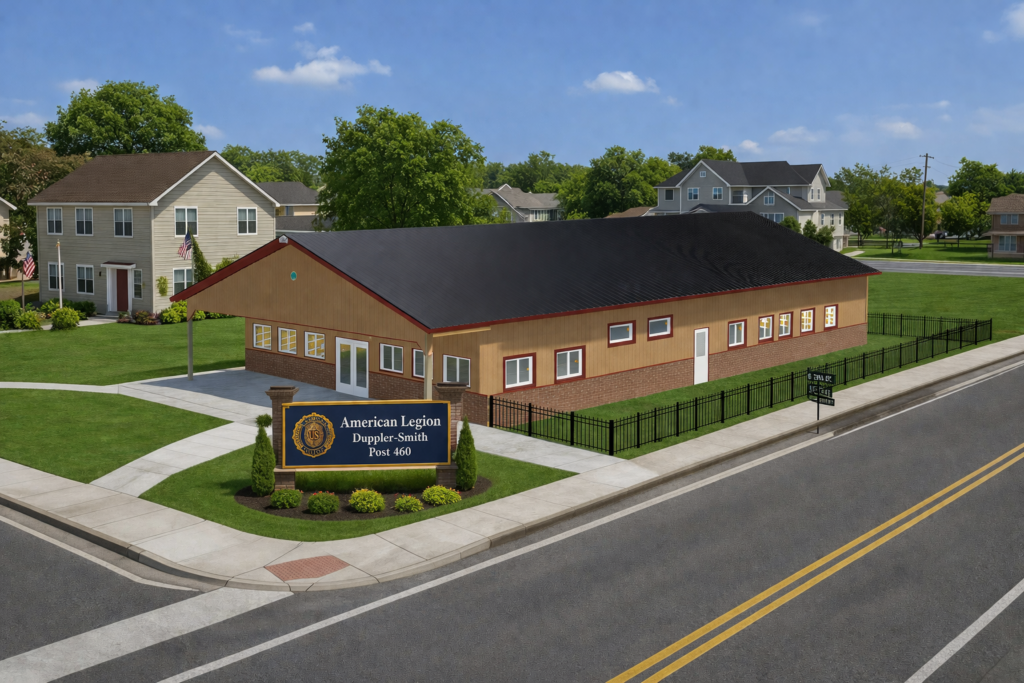 Rendering of American Legion in Belleville, WI. Donate today with money going towards a new building